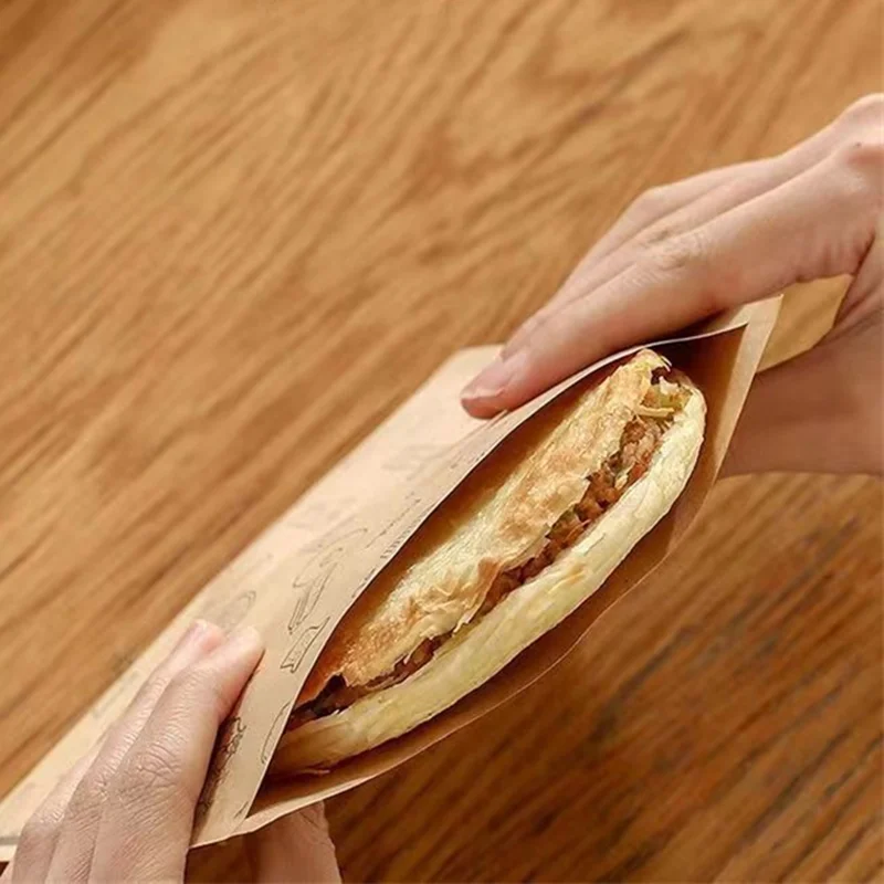 50-100 Stück Fettdichte Papiertüten Einweg-Verpackung Backpapier Dessert Sandwich Burger Verpackungstüten Küchenzubehör Neu – Detail 10