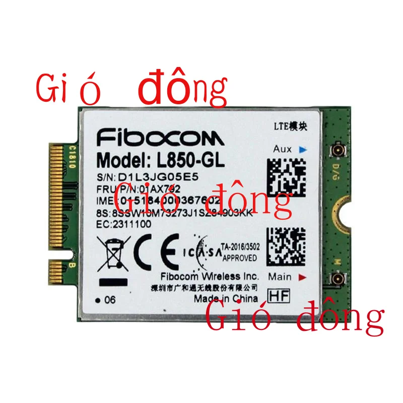 

Fibocom L850-GL FRU 01AX792 LTE Cat9 module for Thinkpad X1 carbon 6th/7th gen X280 T580 P52s P53 X1 Yoga 5th gen L580 X380 Yoga