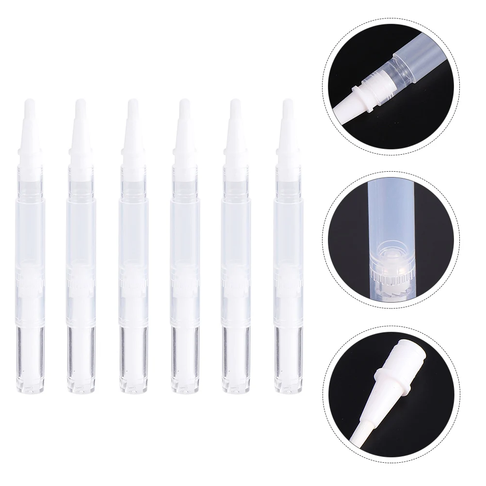 

6pcs 3ml Empty Tubes Eyelash Growth Liquid Pen Refillable Brush Tip Tube Leakproof Nail Lip Gloss Manicure Tool