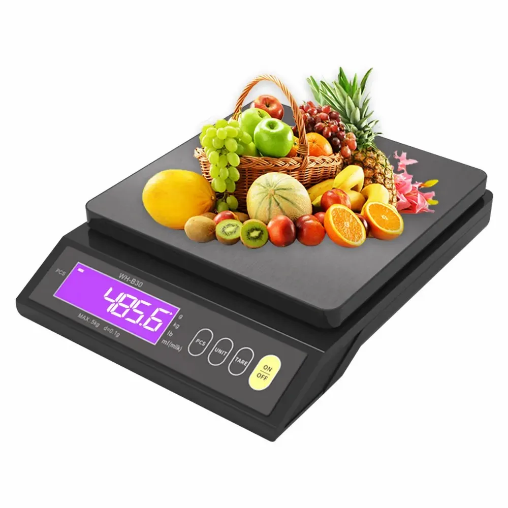 C2 5kg/10kg Digital Electronic Kitchen Scale Fully Waterproof Rechargeable LCD Electronic Baking Scale Stainless Steel Measuring