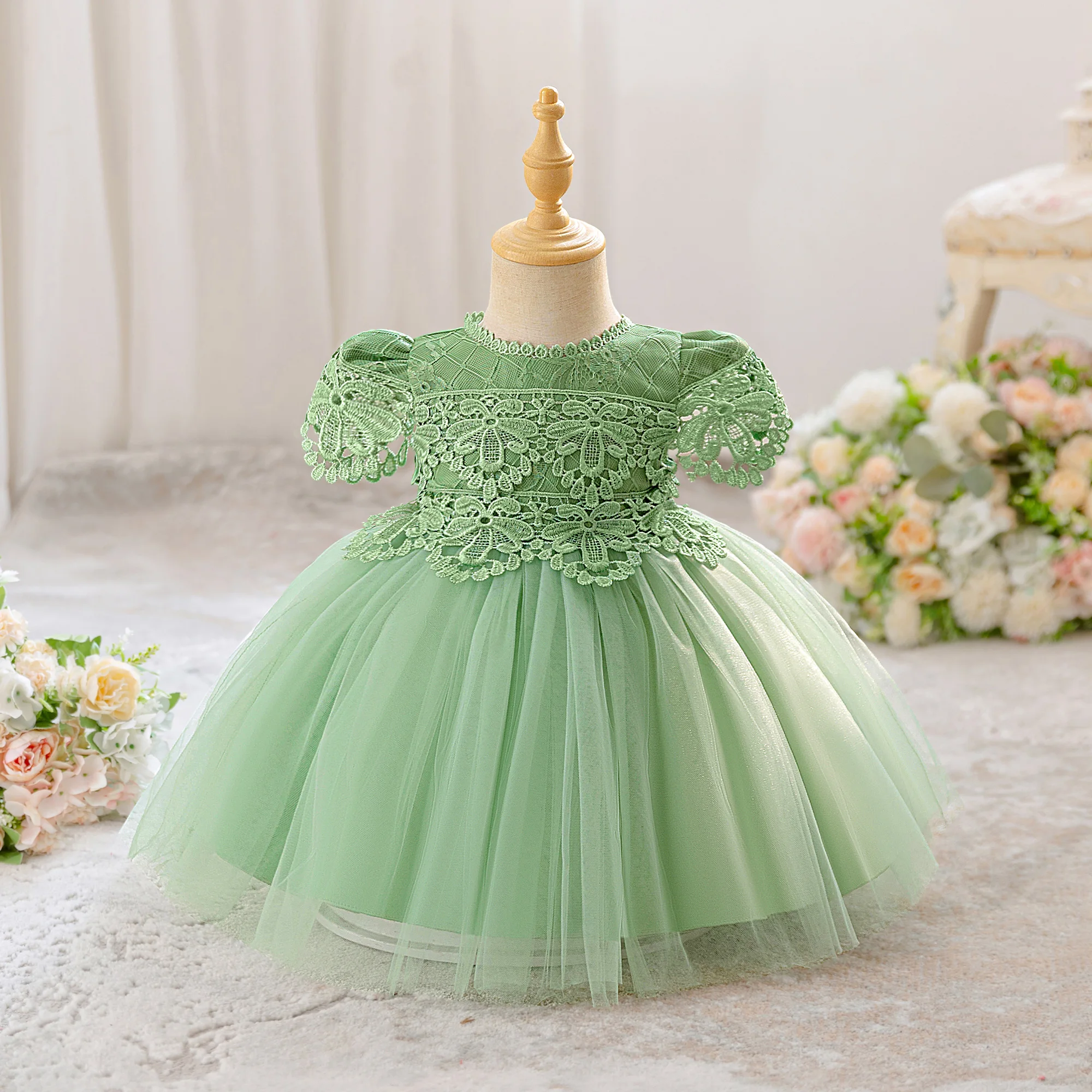 toddler prom dress Sparkling Sequins Tulle Mermaid Wedding Flower Girls Dresses High Collar Sleeveless Toddler Pageant Dresses for Girls alx