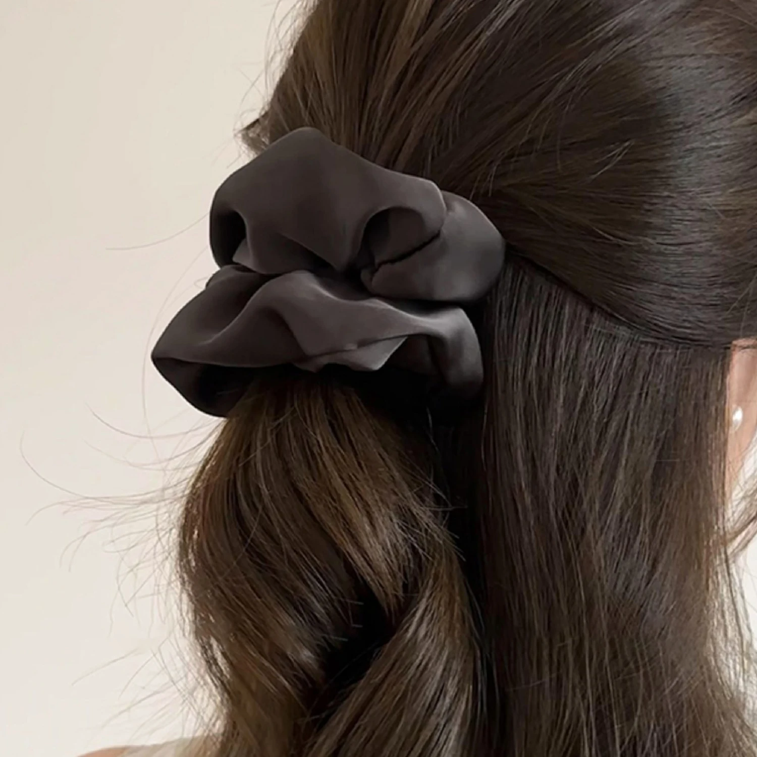 Fashion Silk Satin Scrunchies Headband Oversize Elastic Rubber Hair Band Women Gilrs Ponytail Holder Hair Ties Accessories