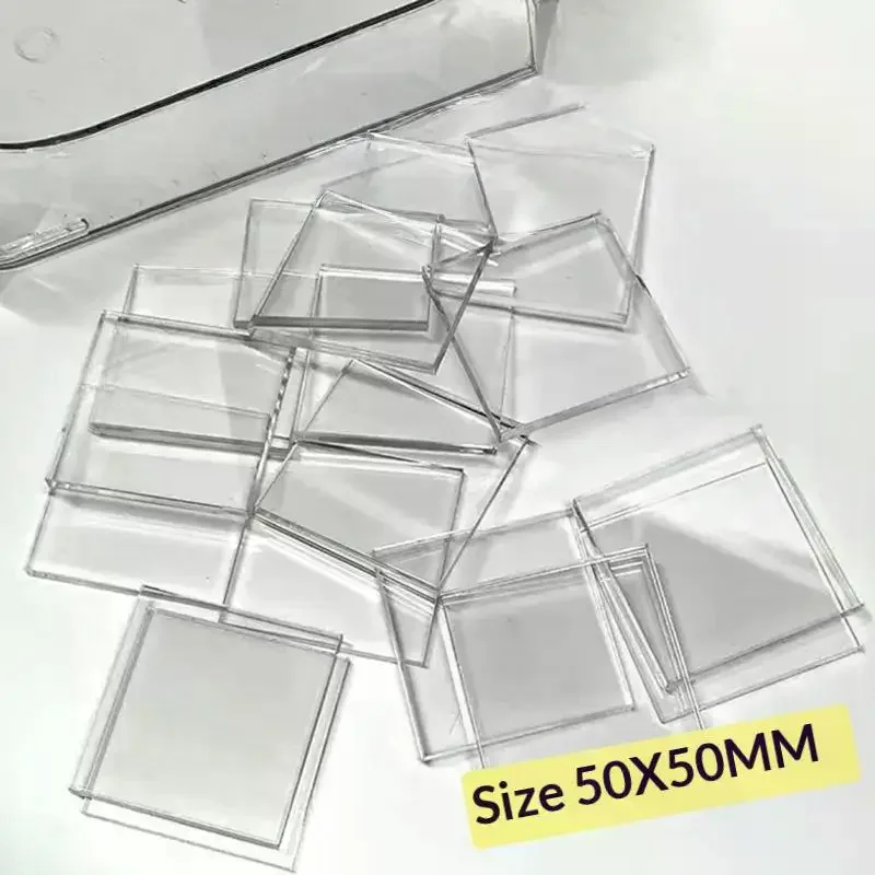 /PFU/High Transparent Acrylic Square Round With Magnetic Sheet Material Package Home Decor DIY Refrigerator Magnet 10Pcs