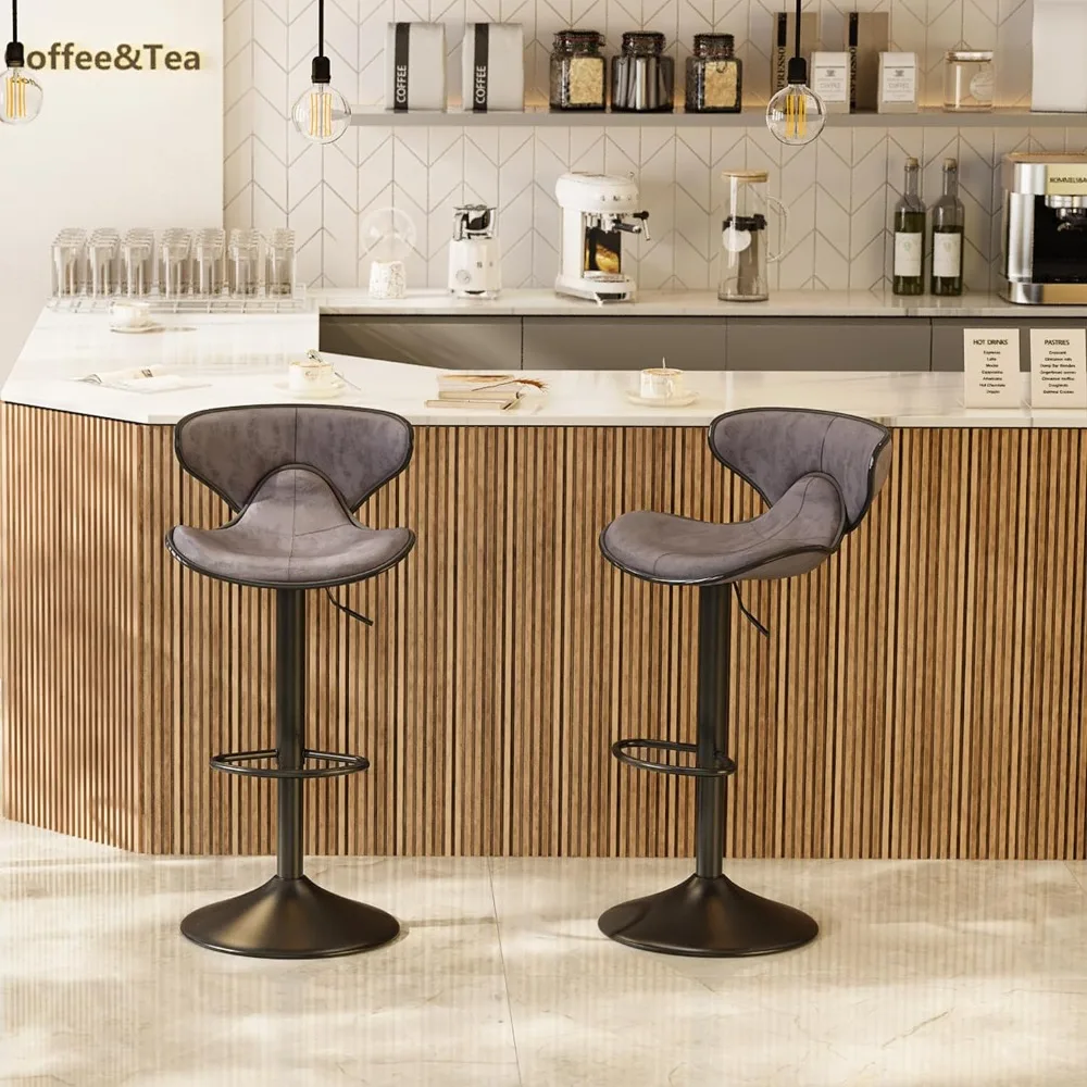 

Adjustable Bar Stools Set of 2, Swivel Tall Kitchen Counter Island Dining Chair with Backs, 24” Armless Bar Stool Chairs