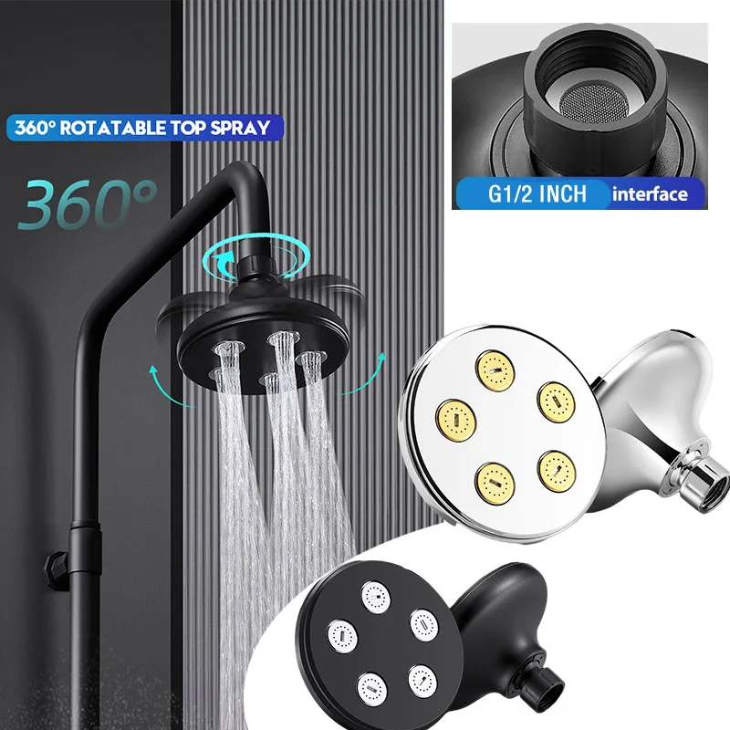 Large Water Outlet Top Spray Shower Circular Small Waist Pressurized Shower Universal Bathroom Shower Rain Shower Head