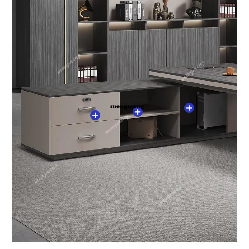 Biurko i krzesło w stylu lekkiego luksusu dla szefa, kombinacja mebli biurowych dla menedżera, prosty, nowoczesny mebel biurowy.