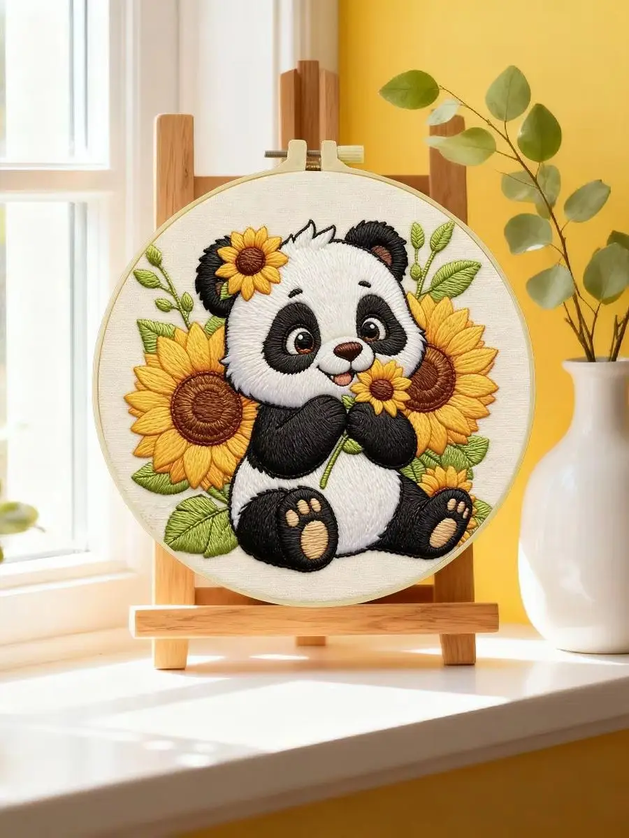 1 Stück 20X20CM/15X15CM 7,87/6,3 Zoll Panda-Stickerei-Starter-Kit DIY-Kit DIY-Stickerei-Set Handarbeiten Nadelkunst – Detail 6