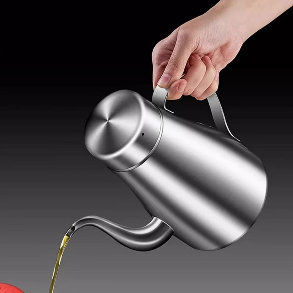 

18Oz Stainless Steel Pot No Drip Spout Large Capacity Cooking Oil Container Kitchen Olive Oil Storage Can Bacon Grease Saver