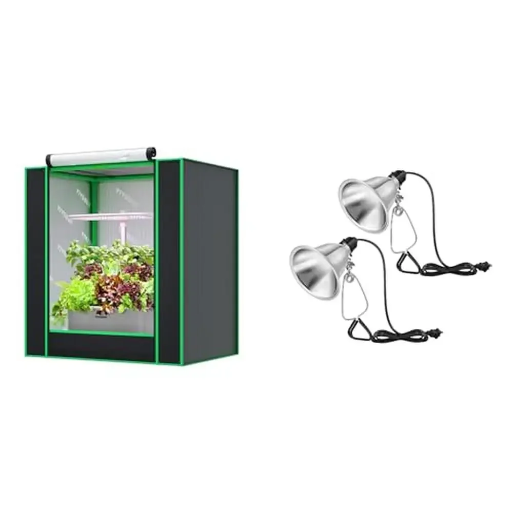 

Grow Tent Combo with Clamp Lamp Light 5.5" Aluminum Reflector Up to 60W E26 Socket Lightproof Design Easy Assembly Durable