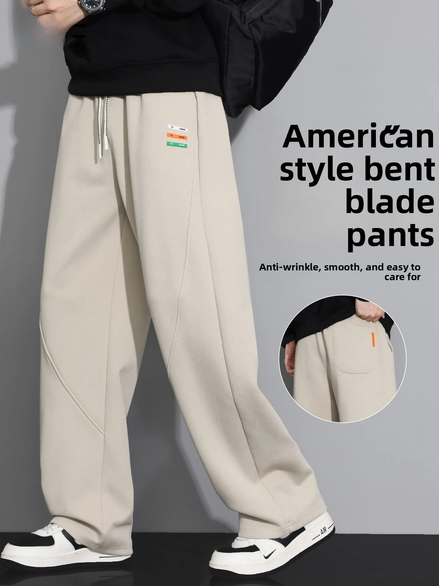 

Loose Straight Leg Men's Casual Pants Spring Autumn Comfortable Drapey Loose Feel Casual Sle Cotton Straight Blade Knife
