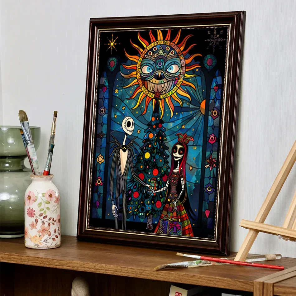 RUOPOTY Malerei, Malen nach Zahlen, Skelett, Halloween-Geschenk, lustiges handgefertigtes Gemälde, DIY-Farbset auf Leinwand, Bild, Heimdekoration