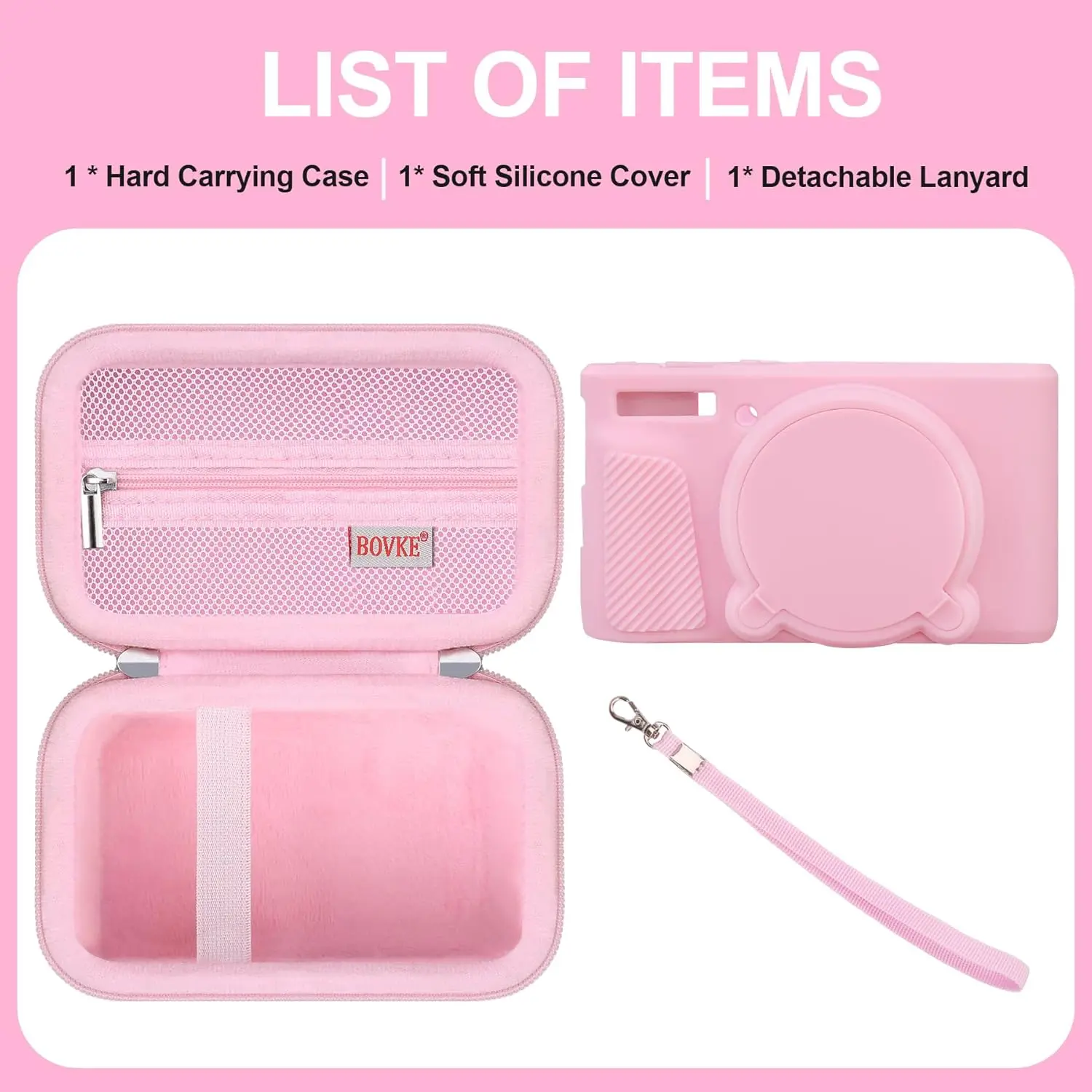 حافظة صلبة + غطاء سيليكون لجهاز Canon PowerShot SX740/SX730، حقيبة EVA مقاومة للصدمات مع غطاء للعدسات وحزام معصم، وردي #2