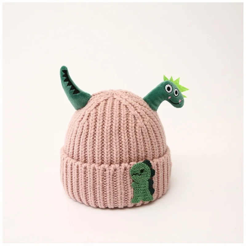 Cute Three-Dimensional Little Dinosaur Hat Children's Fashionable Knitted Hat Autumn And Winter Ear Protection Warm Woolen Hat