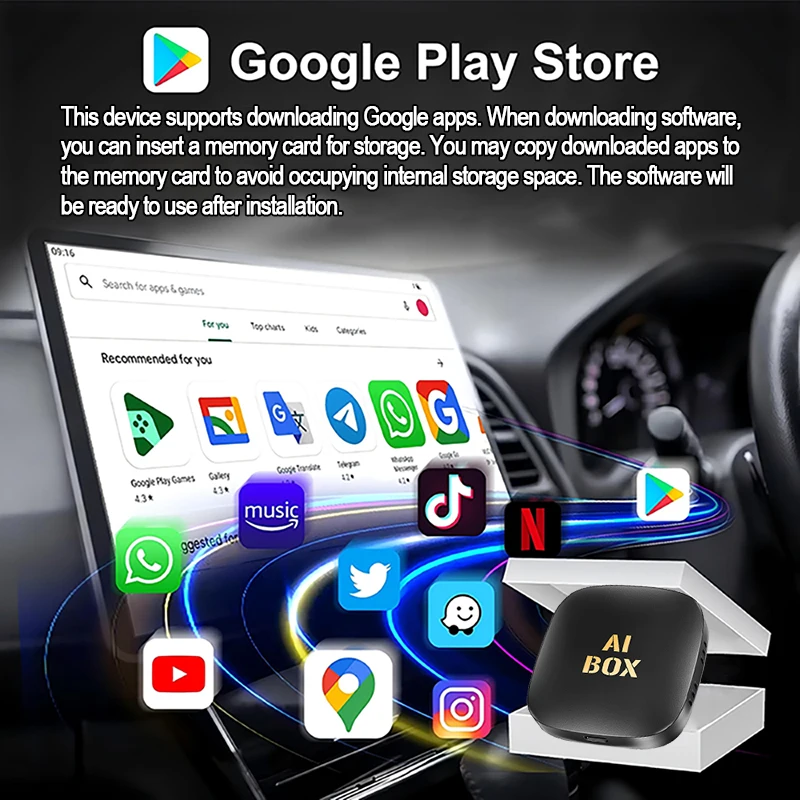 8-ядерный CarPlay Ai Box Android14, умная система, беспроводная CarPlay/Android Auto, 8 ГБ ОЗУ + 128 ГБ ПЗУ для Youtube Nexflit Plug and Play