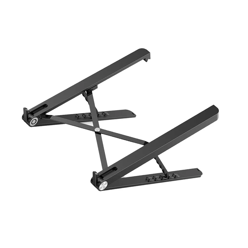 1Pcs Premium Adjustable Folding Laptop Stand Lightweight Portable Desktop Heightening Bracket for Home Office Travel Use Black