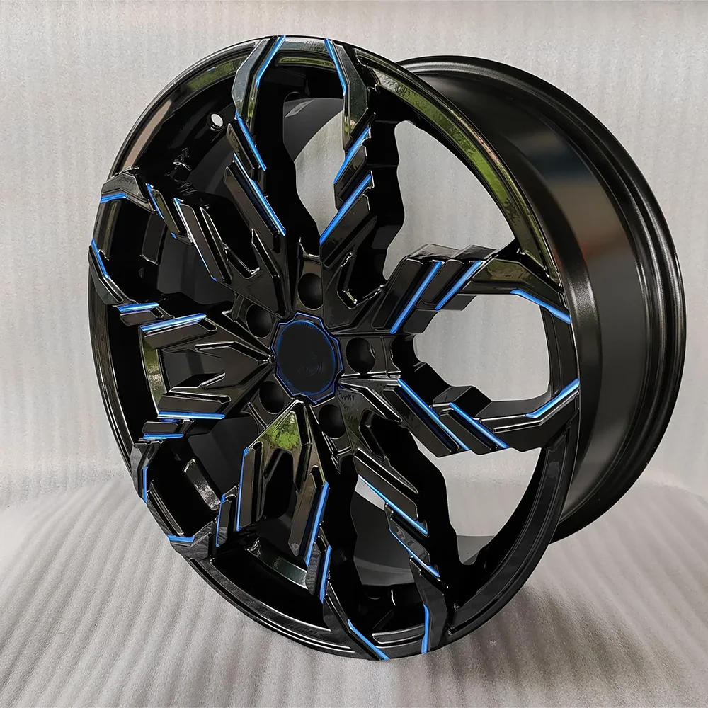 Offroad Wheel Rims 18 Inch Offset 35 Passenger Car WheelsBlack With Blue 5x114.3 Aluminum Alloy Wheels , 100% tested well