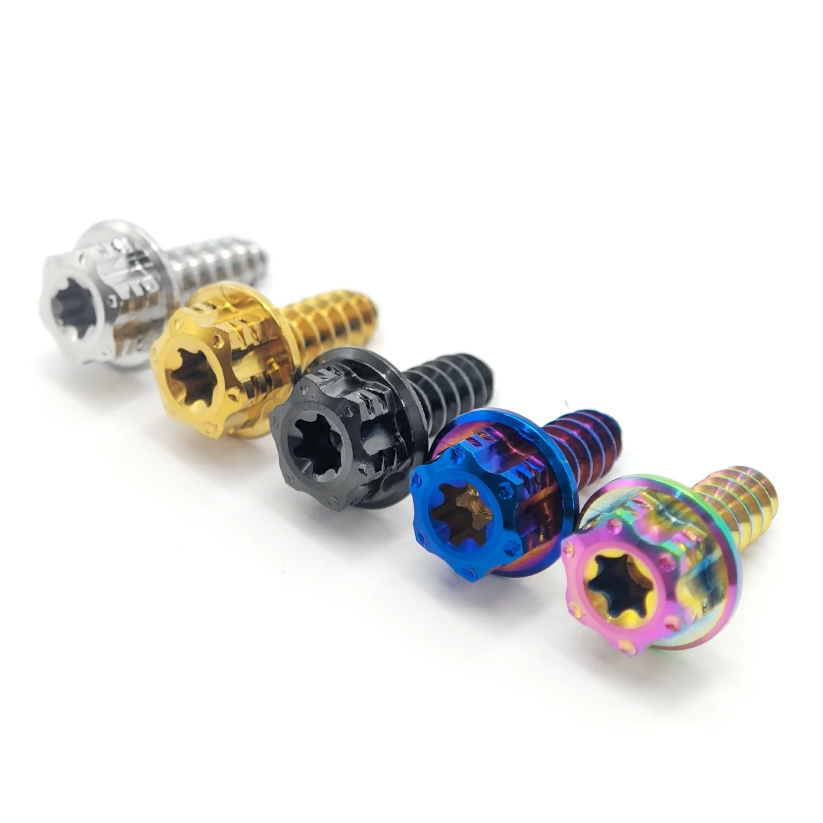 TC4 Titanium Bolt M4 / M5 X 15mm 20mm Self Tapping Flange Head Screws for Motorcycle Car Boat