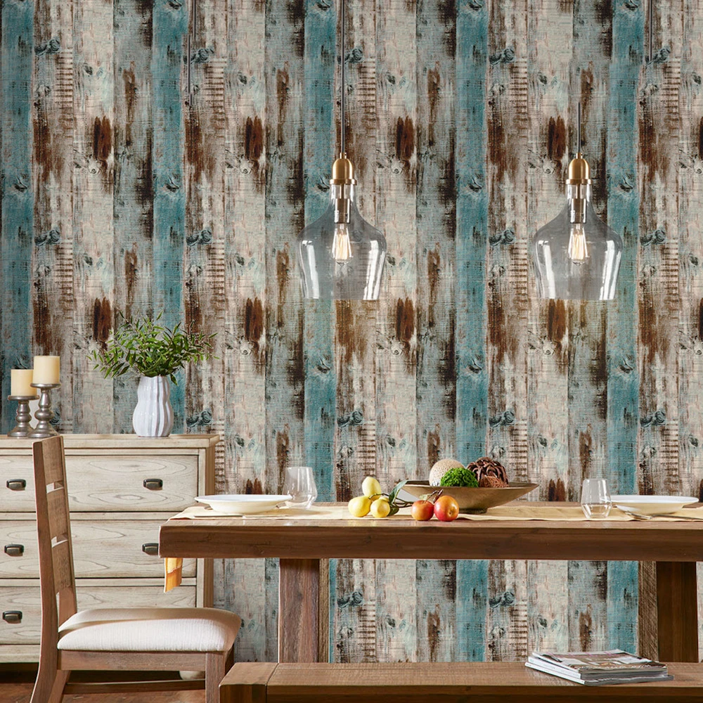 

Distressed Wood Self Adhesive Wallpaper Removable Wallpaper Stick And Peel Wood Plank Wallpaper Wardrobe Renovation Stickers