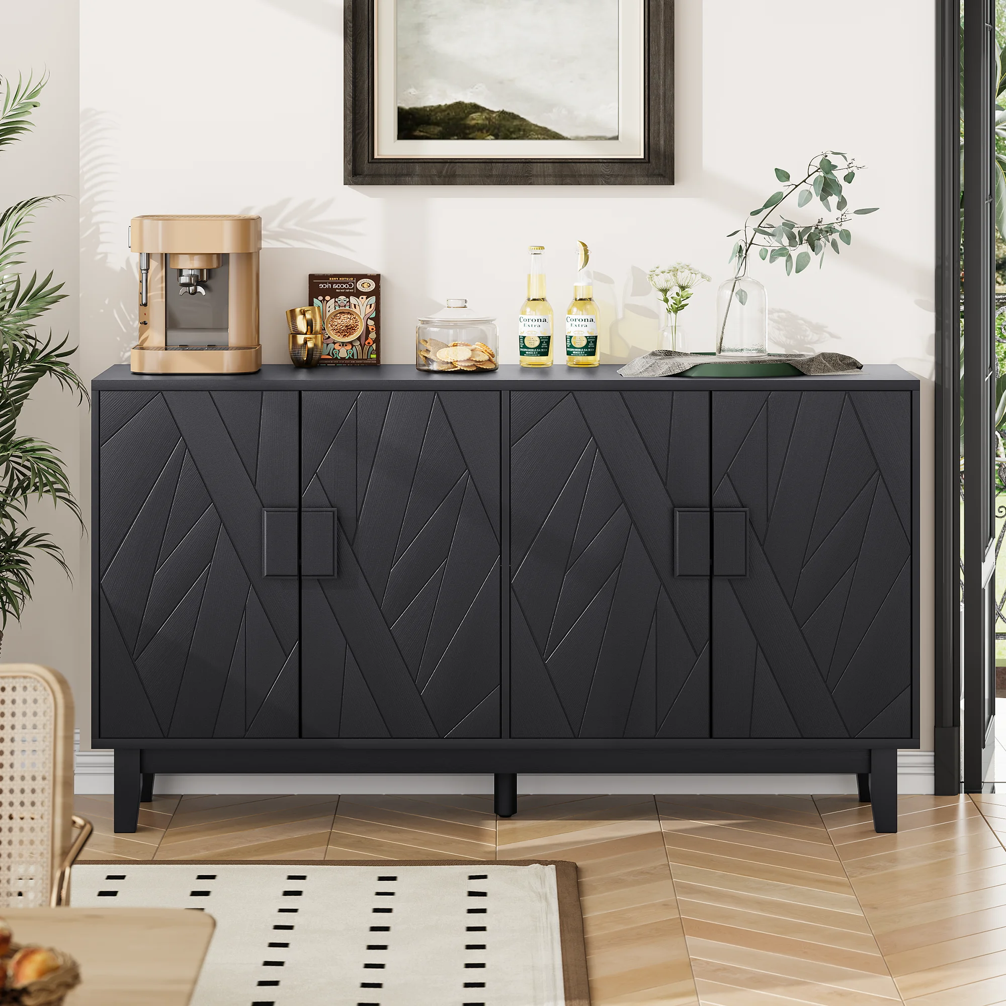 

Medieval Modern Multifunctional Decorative Cabinet Suitable for Living Room Dining Room Entrance Corridor Kitchen in Black