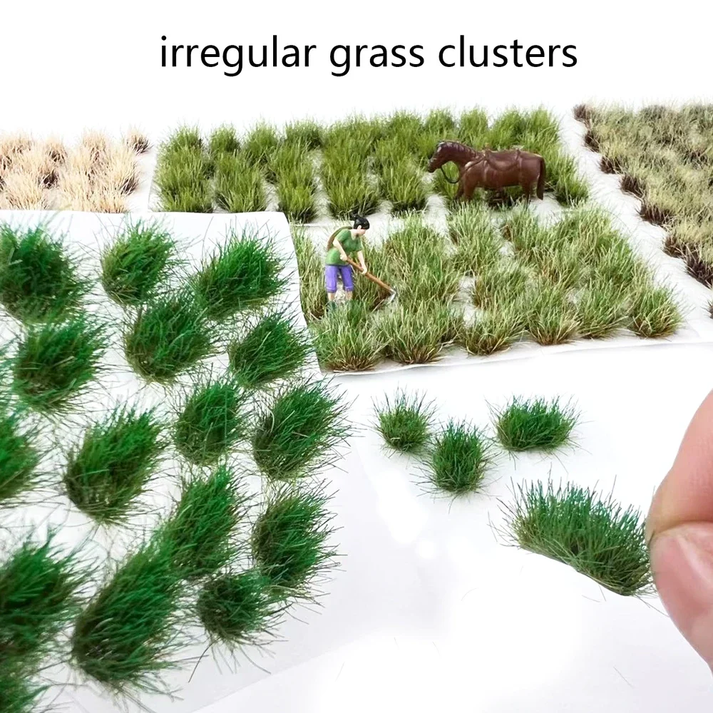 Turf de hierba en miniatura de 0,39 pulgadas, plantas irregulares para diseño de tren ferroviario HO N/fabricación de modelos DIY/militar/Diorama 39 Uds.