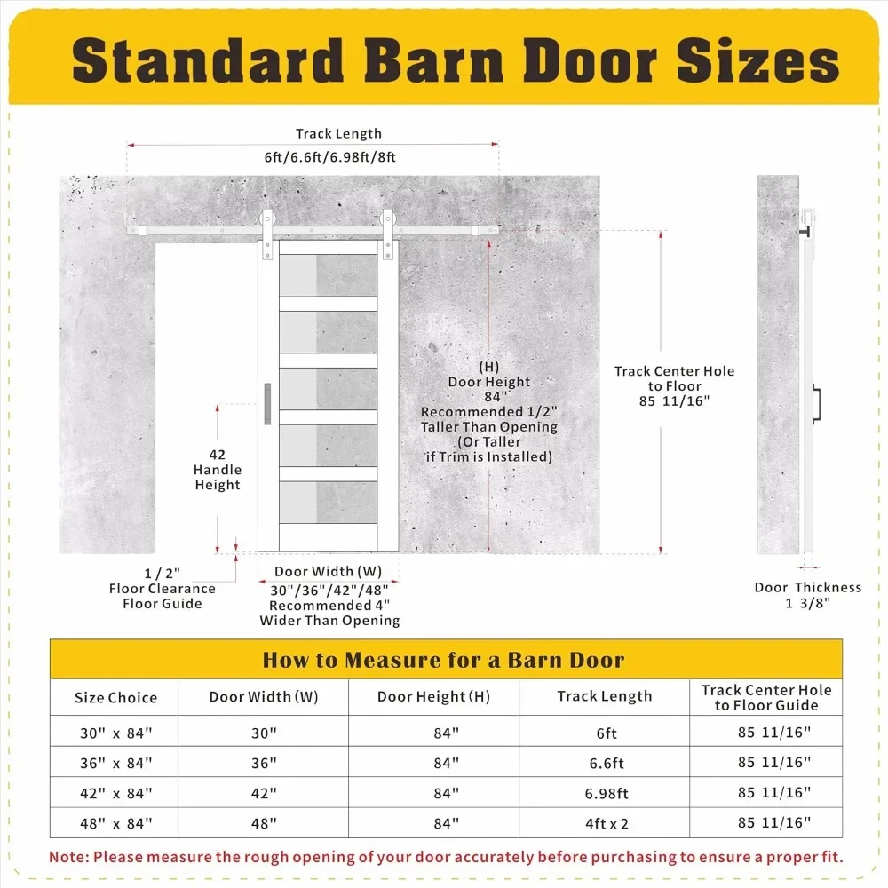 Tempered glass panel sliding barn door, waterproof PVC surface, pre-drilled barn door panel, barn door hardware