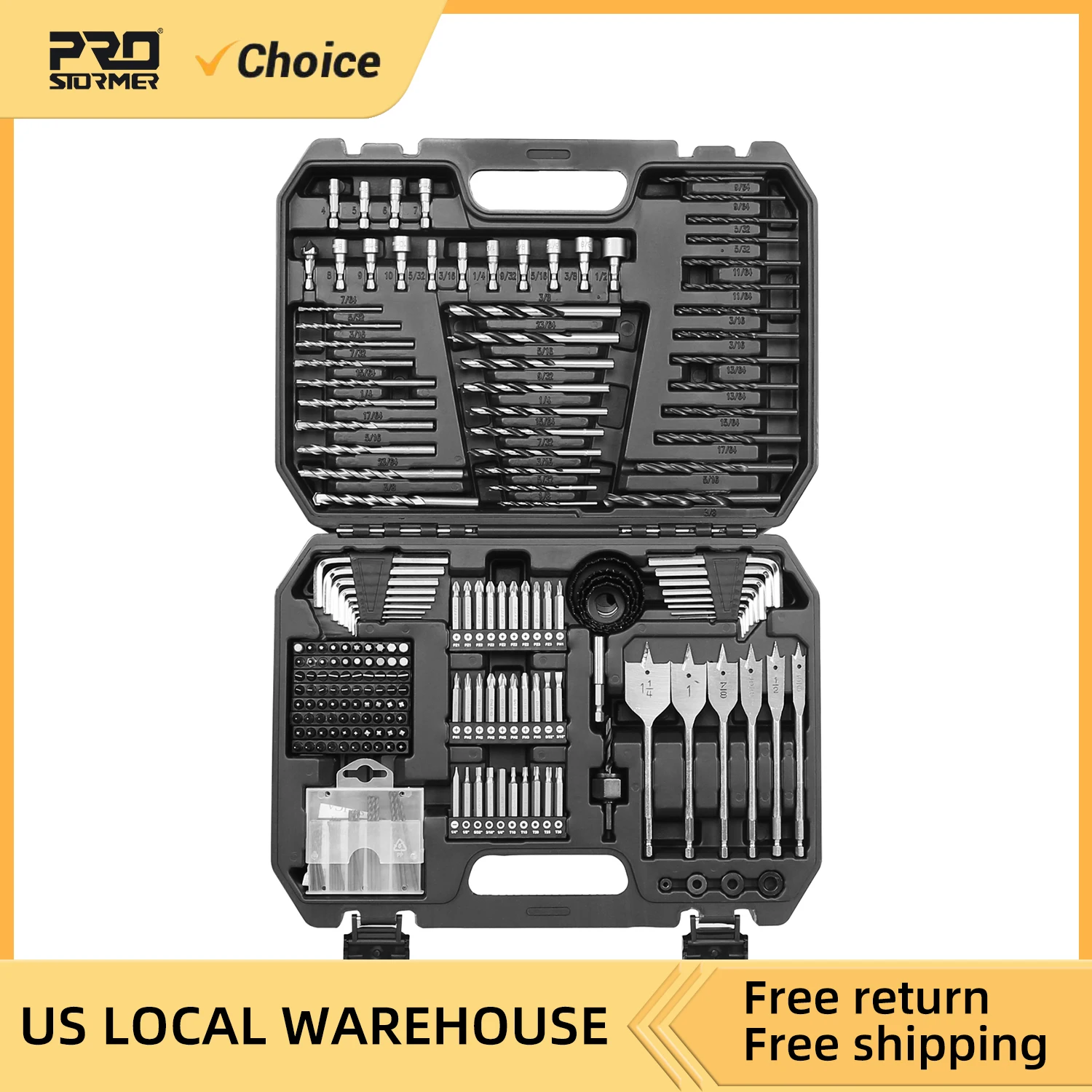 Drill Bit Set 217Pcs Impact Drill Driver Bits for Wood Metal Masonry HSS Steel Screwdriver Bit with Storage Case