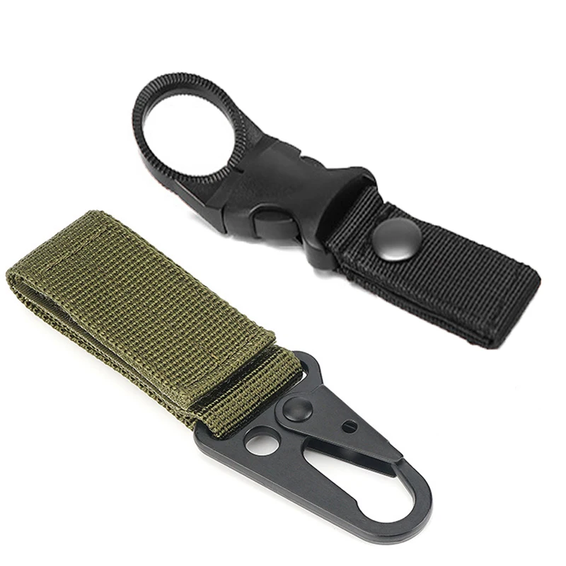 Tactical Backpack Military Molle Clip Hook Water Bottle Holder Outdoor Webbing Tool Key Chain Ring Climb Carabiner Buckle Hook