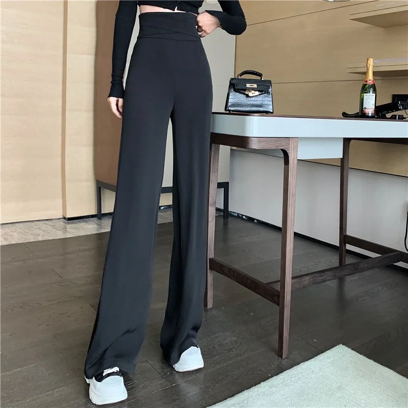 Clothing High Waist Womens Pants Work Trousers Woman Long Wide Leg Tailoring Office Solid Aesthetic Vintage Korean Fashion 90s G