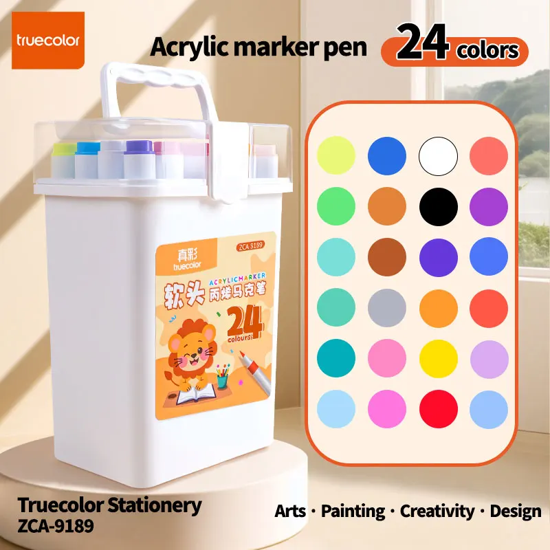 

Набор акриловых маркеров Truecolor ZCA-9189, 24 цвета, с мягким наконечником, для студентов, художников, специального применения, для граффити, незаменимый