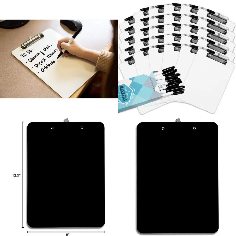 

Set of 30 Mini Whiteboard Clipboards with Dry Erase Markers for Classroom and Organization