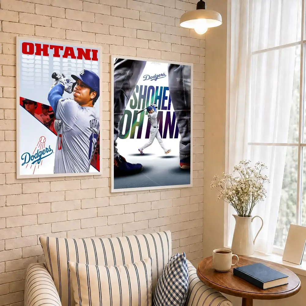 Baseball O-Ohtani Poster PP Self-Adhesive Waterproof Wall Decor for Bedroom,Living Room,Dorm,Bar Aesthetic Decor Gift