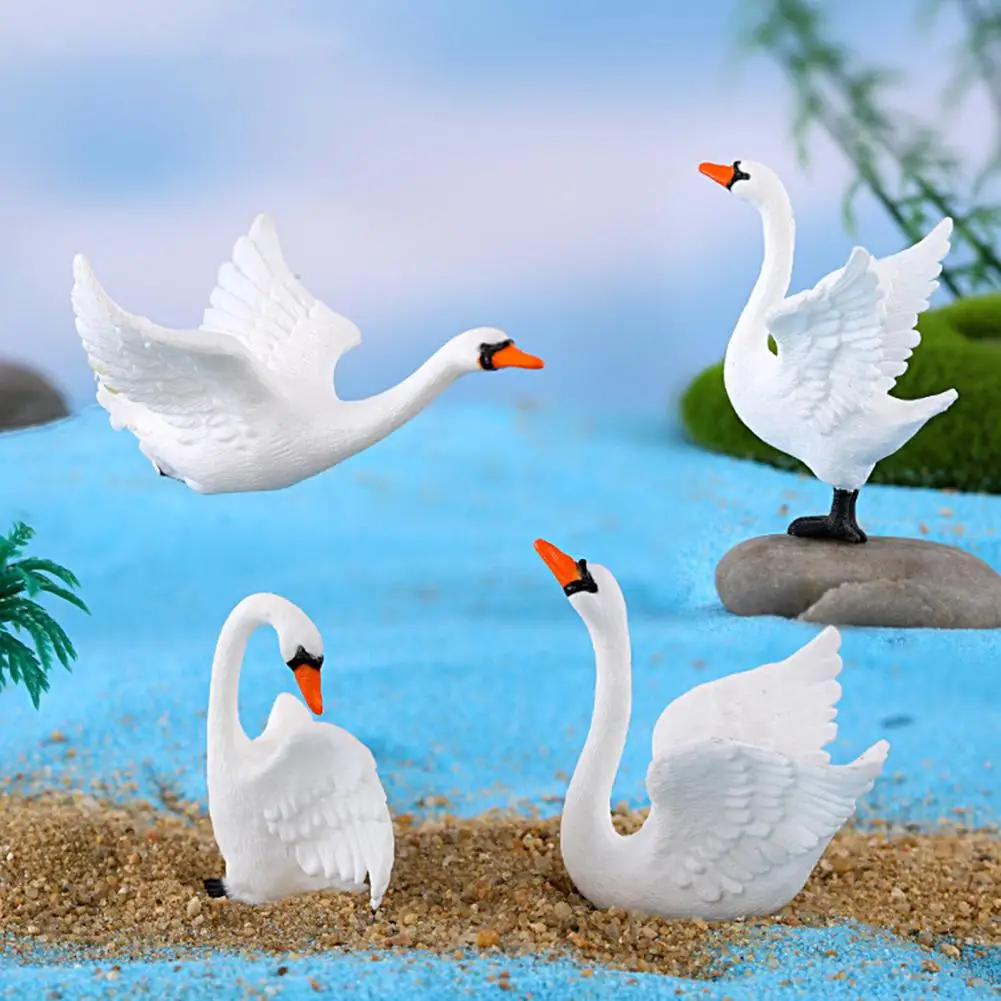 Chic Filming Prop White Good Craftsmanship Office Ornament Children Swan Toys Swan Miniatures Office Beautification