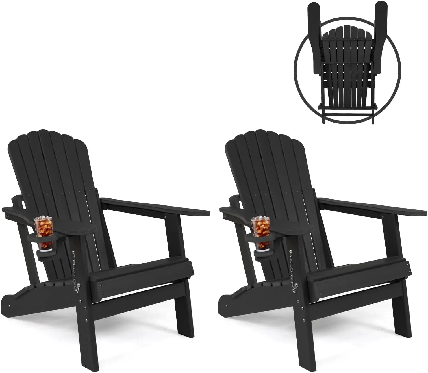 Chairs Set of 2, Fire Pit Chairs, Plastic Adirondack Chairs Weather Resistant with Cup Holder