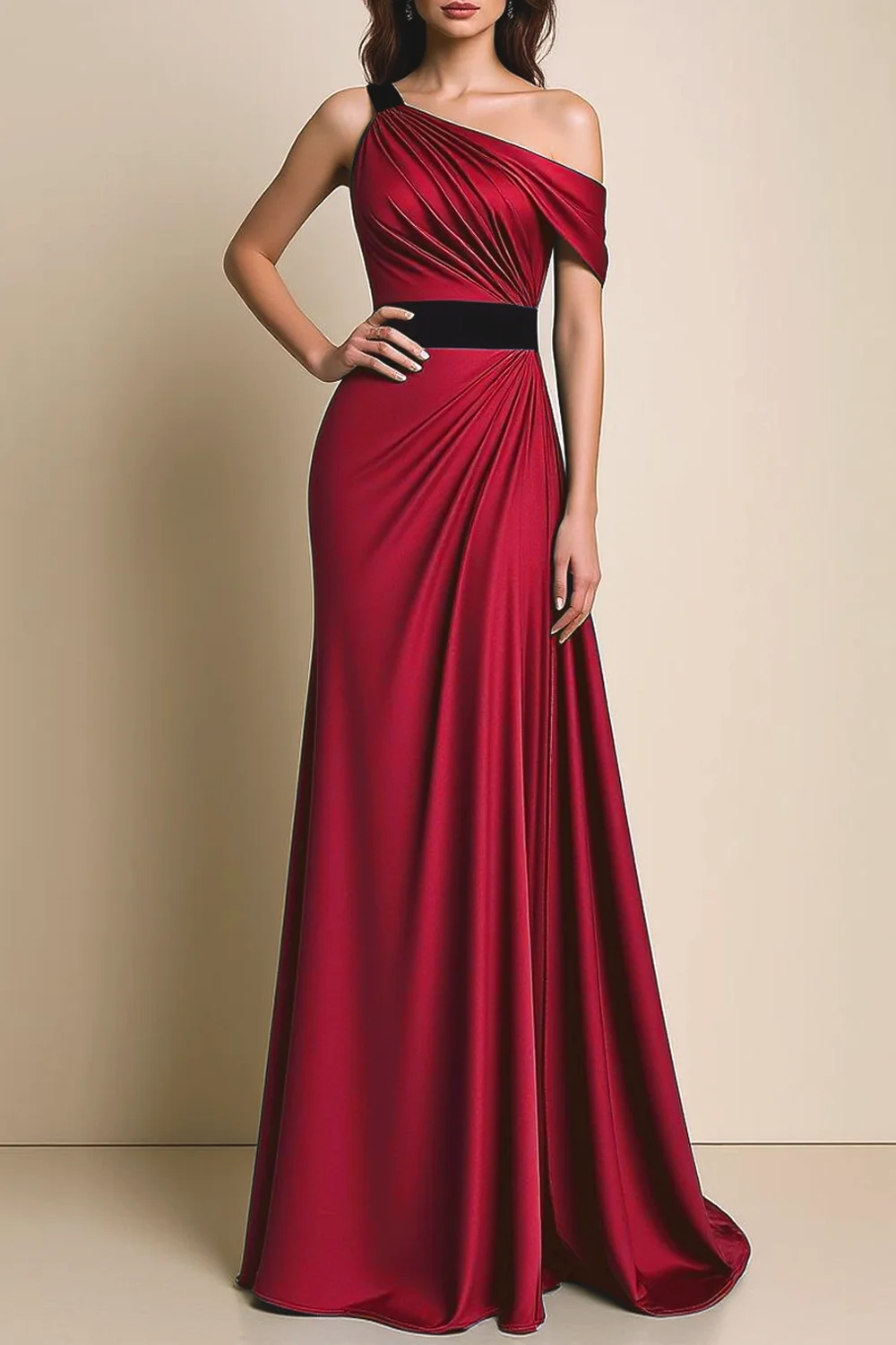 جودة عالية مخصصة كتف واحد طول الأرض بلا أكمام ألف خط Vestidos Elegantes Para Mujer فستان سهرة فاخر Fساتين #3