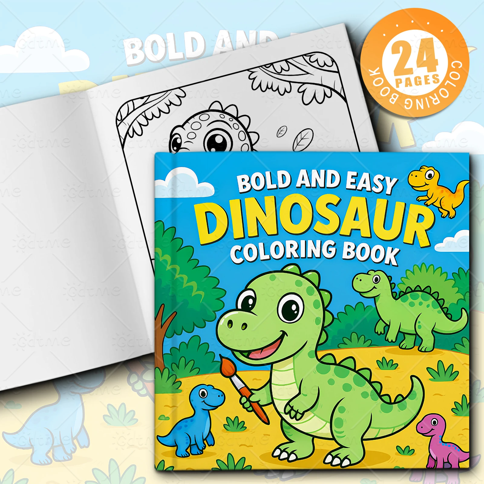 DINOSAUR Bold-easy Patterns Coloring Book for Adults Cute Drawing Book Perfect Painting Gift for Party and Birthday