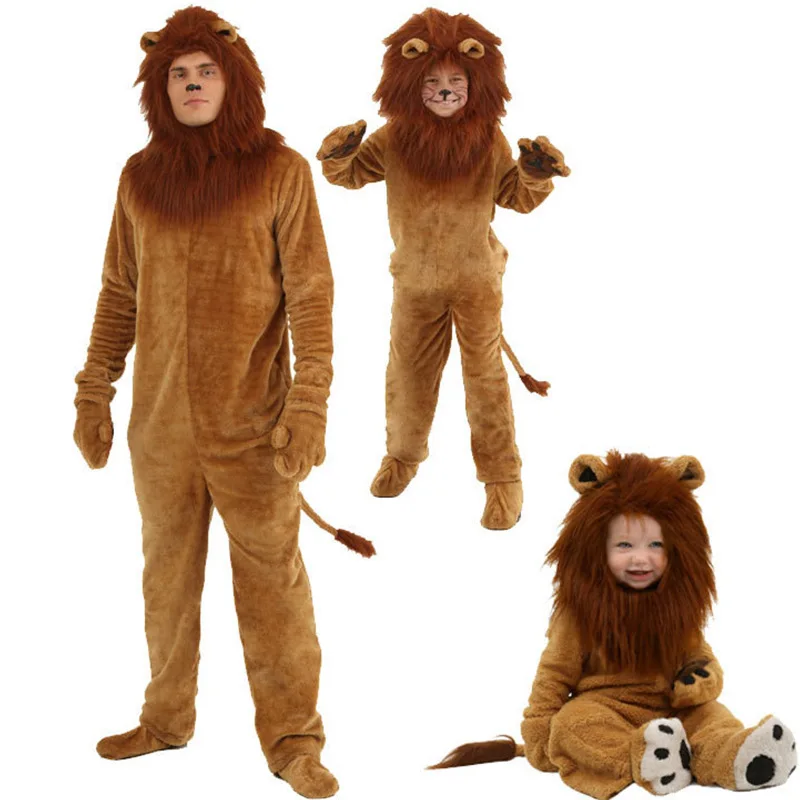

Kids Character Costumes Child Deluxe Lion Baby Adult Furry Animal Carnival Party Halloween Cosplay Fancy Movie Role Jumpsuit