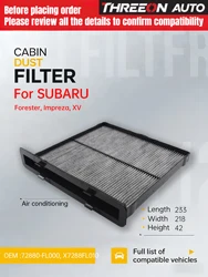 WESTGUARD Activated Carbon Cabin Air Filter for SUBARU Forester 2019-25, XV Impreza 2016-25, WRX 2023-2025 72880FL000 MK9810