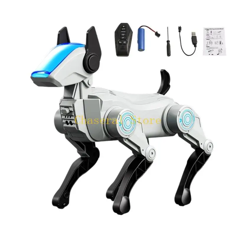 E7CE Walking Robot Dog Toy with Remote and Voice Interaction, Simulated Dog Sounds, Colorful Lights and Music for Shared