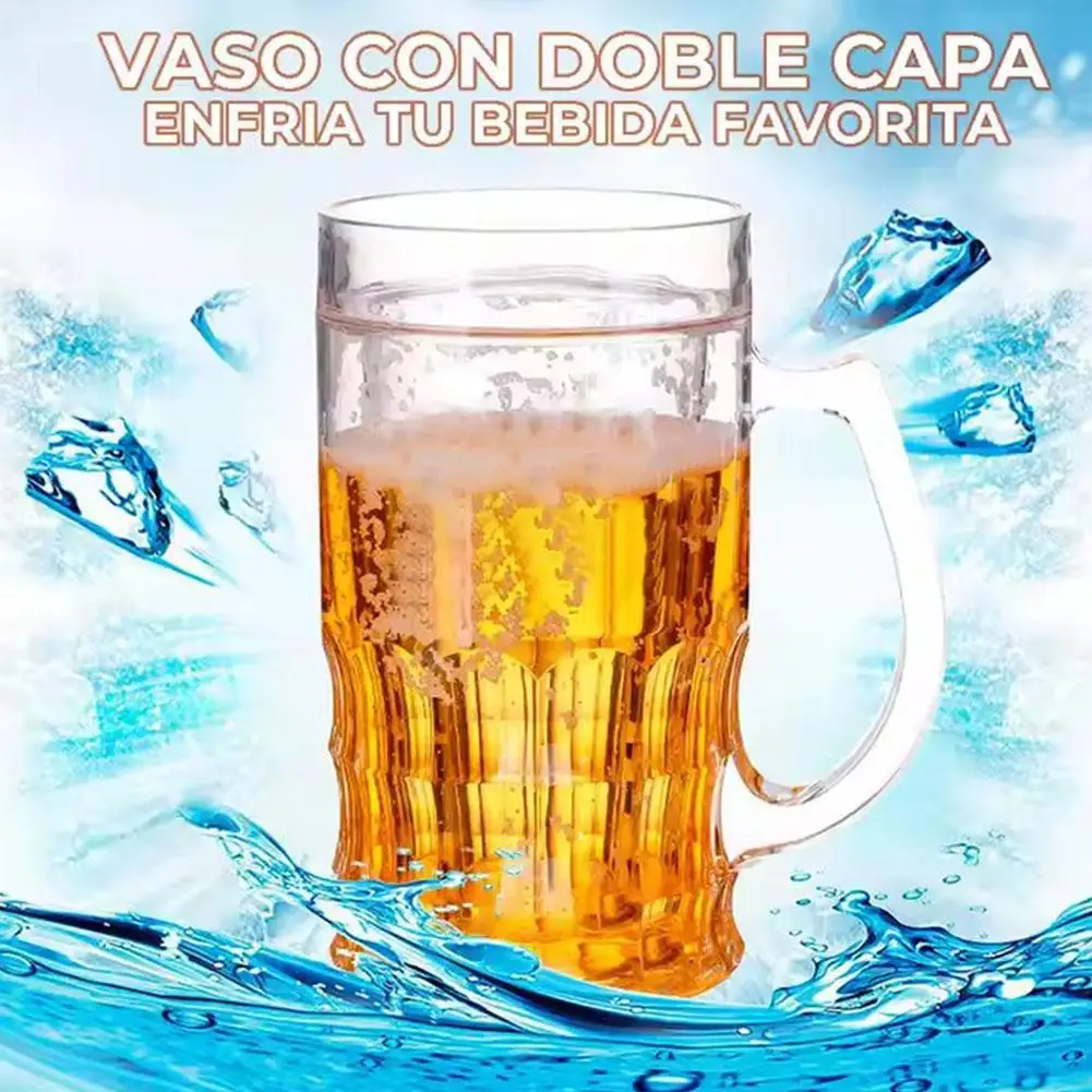 Fake Ice Beer Mug with Double Wall, Novelty Prank Drinking Glass, Trick Cup for Party Gag Gift, Funny with Illusion Layer - view 2