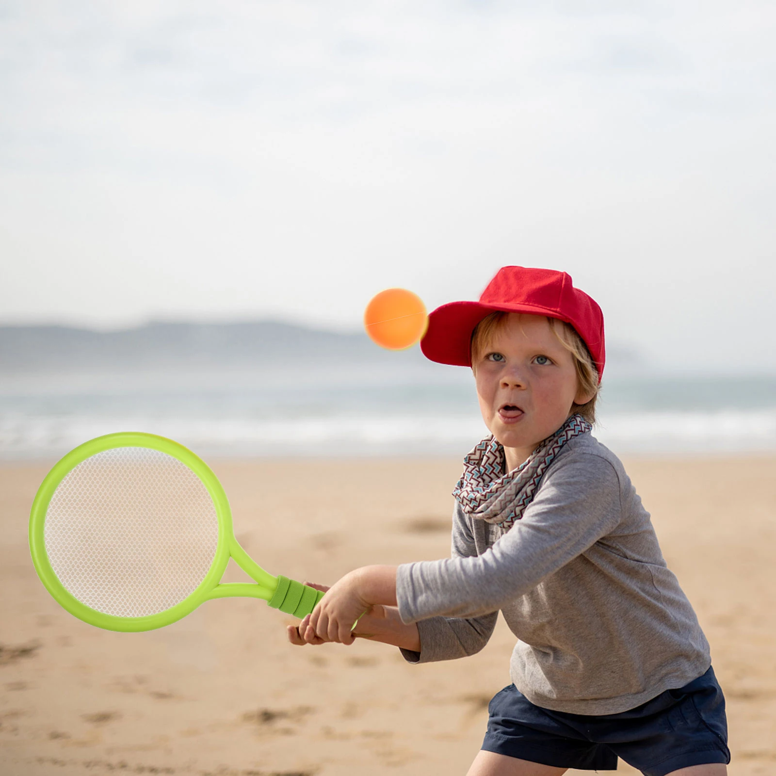 

1Pair Plastic Kids Tennis Racket Set Lightweight Portable Oval Handle Outdoor Ball Playing Equipment for Children