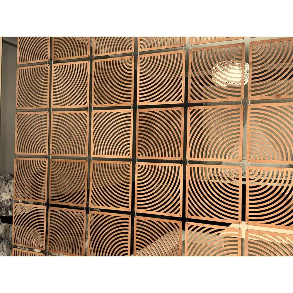 12-Panel Hanging Room Divider in Teak Tone