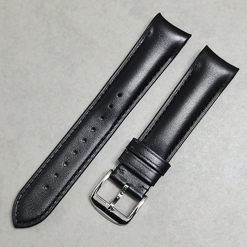 High-Grade Cowhide Genuine Leather Strap 20mm 22mm Arc Curved End Bracelet for Citizen Tissot Omega Seiko Universal Watch Band