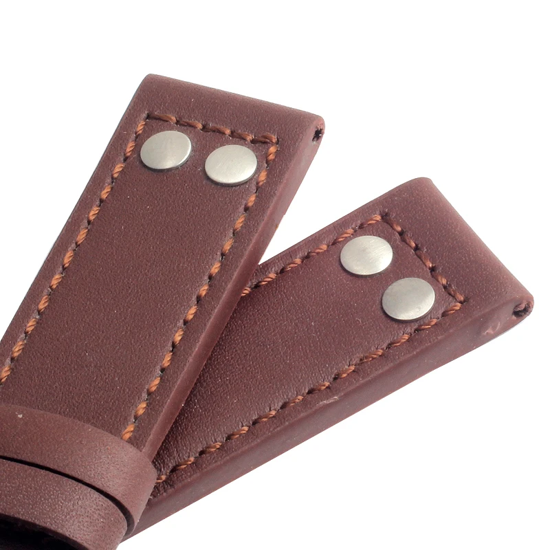 Retro Rivets Genuine Leather Watch Band For Hamilton H760250 Khaki Aviation Field watch straps Men\'s Bracelet 20mm 22mm