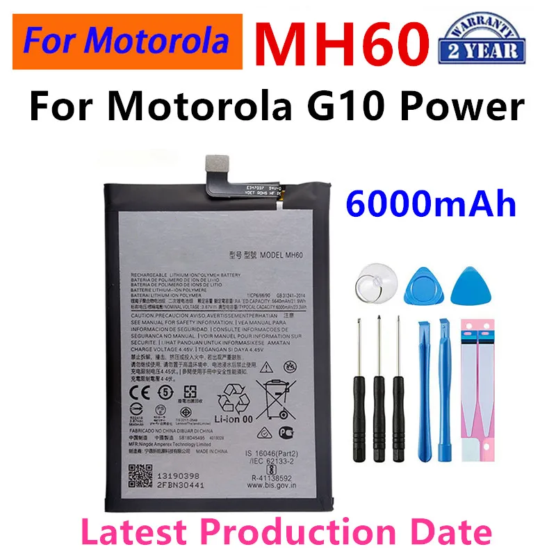 

100% Original MH60 6000mAh Battery For Motorola Moto G10 Power Phone Batteries+Tools