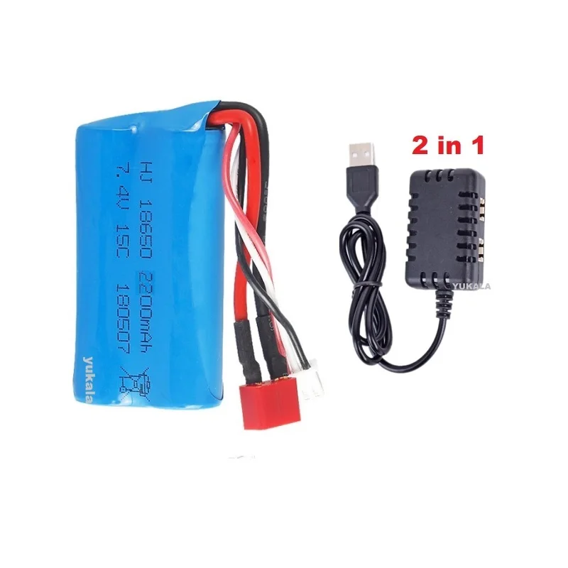 7.4 v 2200 mAh 18650 แบตเตอรี่ Li - Ion/7.4 v USB สําหรับ Wltoys 12423/10428/12429/12401/12402/12402A RC Cars RC รถบรรทุก