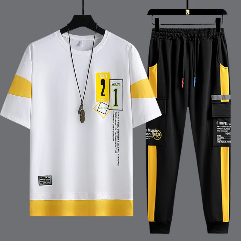 2023 new sport t shirt suits tees mens pants 2 piece matching sets outfit clothes for men t-shirts tracksuit sweatshirts 0062