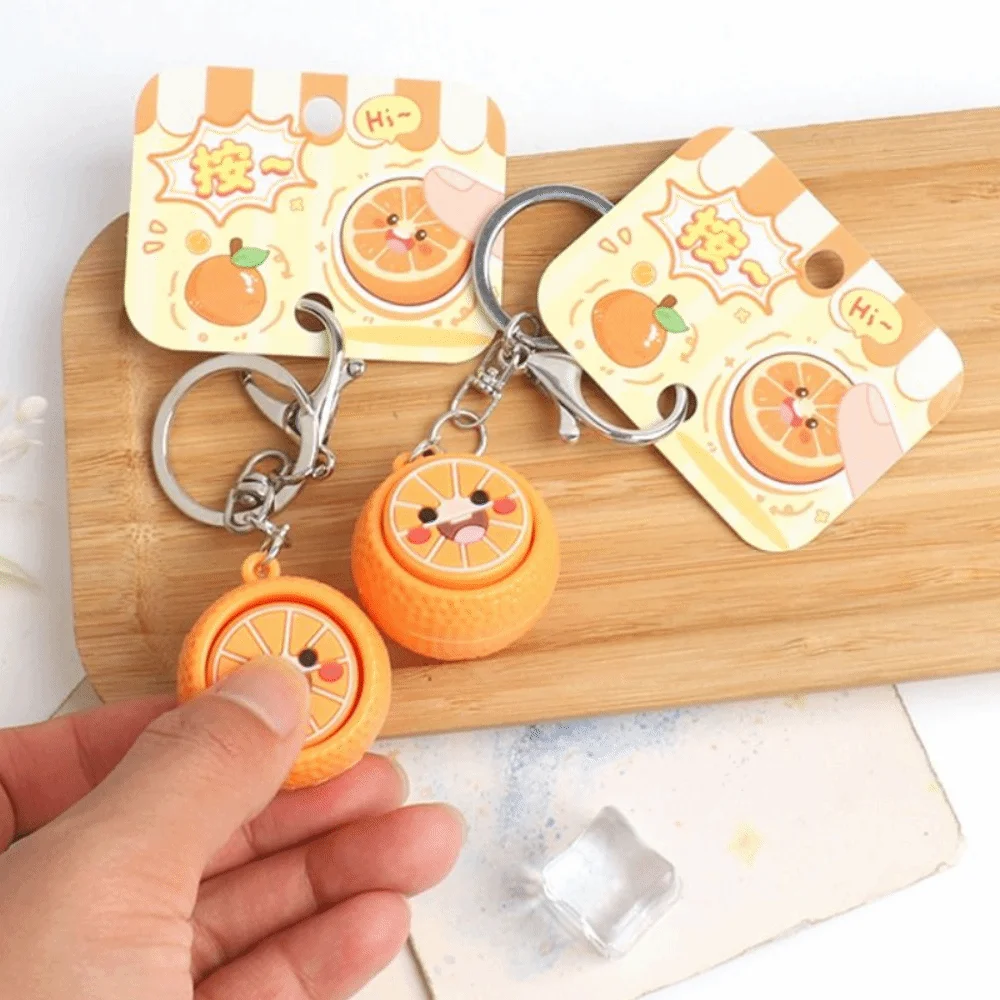 Pineapple Design Fruits Durian Button Keychain Click Sound Squeeze Function Mini Pressable Strawberry Keychain Lemon