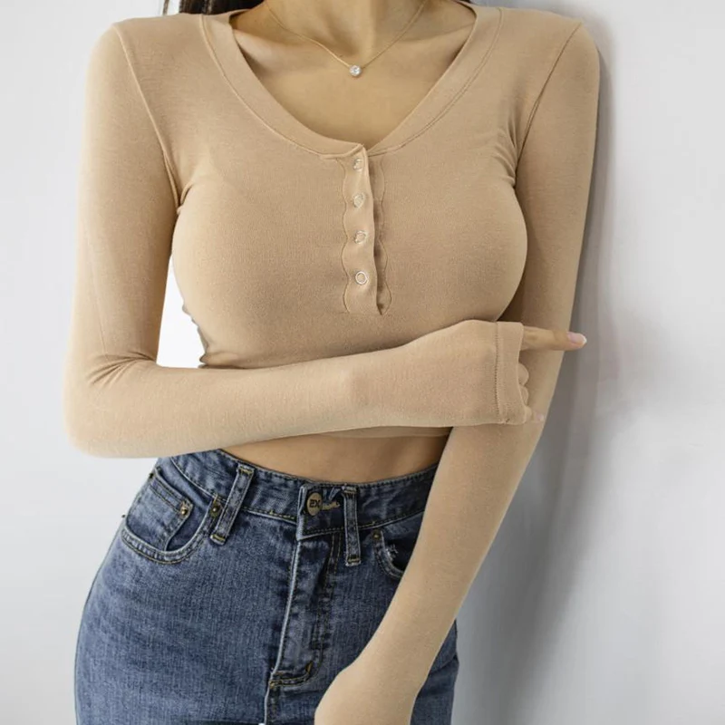 Black Long Sleeve Top Sexy Korean T Shirt Women O Neck Slim Thin Short T-shirts Woman Tee Shirt Femme 2022 Spring Autumn Tshirt