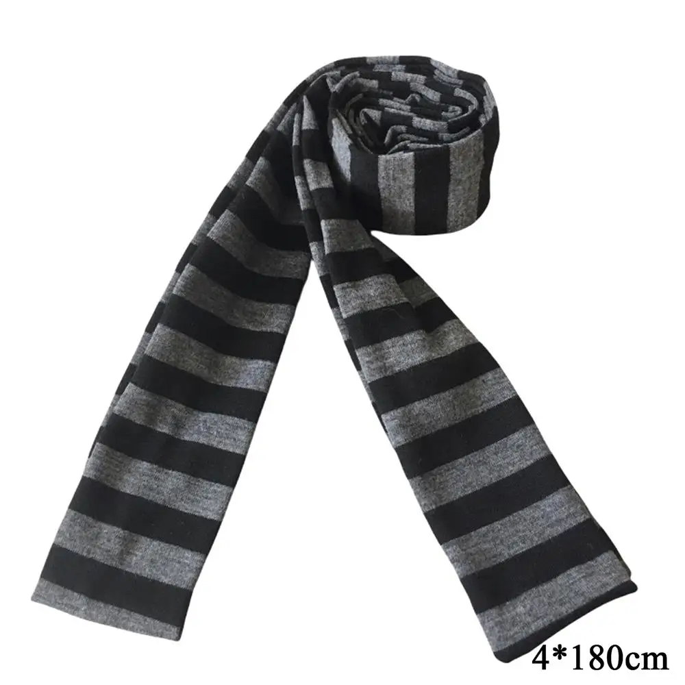 حار وشاح طويل فاسق أسود رمادي مخطط المختنق وشاح المراهقين فتاة 2000s برقبة نحيل رقيقة الرقبة أدفأ الرقبة التفاف الإكسسوار