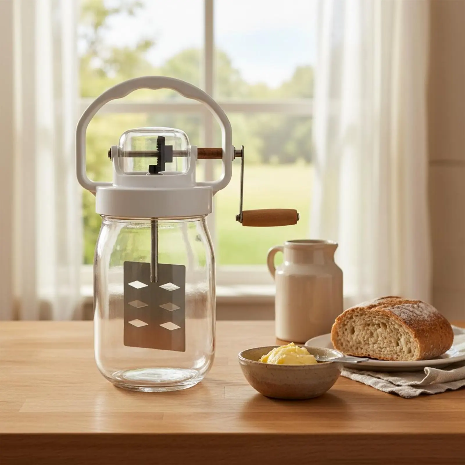 Hand Crank Butter Churner Manual Butter Making Mixer Homemade Cream Mixing Tool For Home Restaurant Kitchen Gadget
